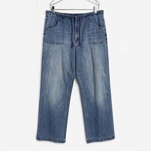 Talbots Beachy Stretch Lightweight Drawstring Wide Leg Jeans - Size 12